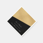 黒ミニマル金ゴールド金属ブライダル企業の結婚の スタンダードカクテルナプキン (角)