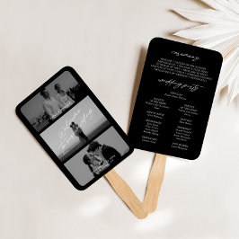 黒ミニマル3モダン枚フォト結婚式 プログラムファン ハンドファン