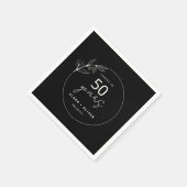 黒ミニマル50結婚周年 スタンダードカクテルナプキン (角)