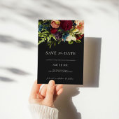 黒ムーディフローラバーガンディ結婚式の日付を保存 招待状