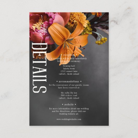 黒ムーディースゴシックオレンジリリー結婚ズ詳細 エンクロージャーカード (正面)