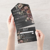 黒ムーディースゴシックフラワーミストノーディナー詳細 オールインワン招待状 (貼ってはがせる)