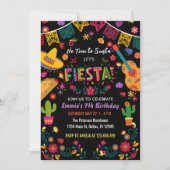 黒メキシカン誕生日パーティーFiesta, No Siesta 招待状 (正面)