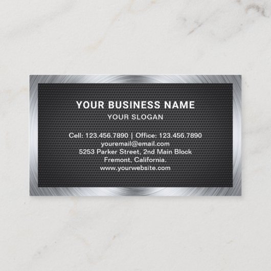 黒メッシュ鋼製の丸のこ大工 名刺 (裏面)