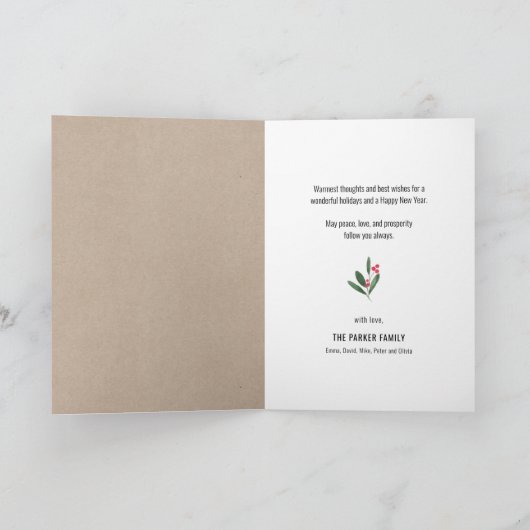 黒メリーモダン字シックなミニマリスト写真 シーズンカード (内部)