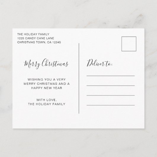 黒メリー結婚した白の新婚エレガント シーズンポストカード (裏面)