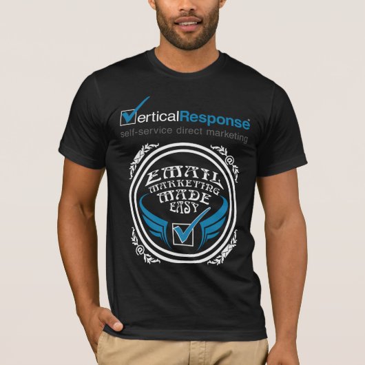 黒メンズのVerticalResponseの石 Tシャツ (正面)