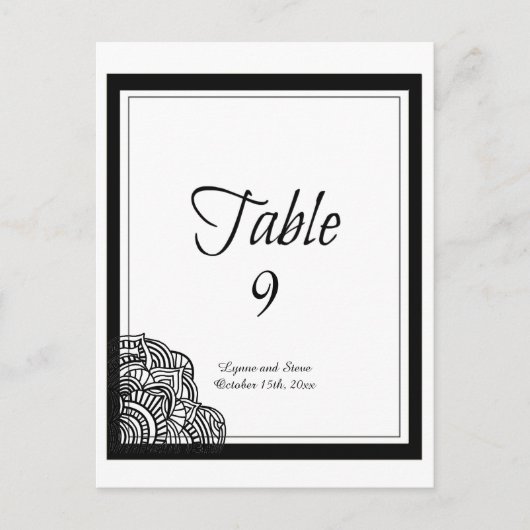 黒メ縁どダリオンテーブルのシーティングカード ポストカード (正面)