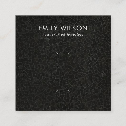 黒モザイクタイルテクスチャヘアクリップ表示カード スクエア名刺 (正面)