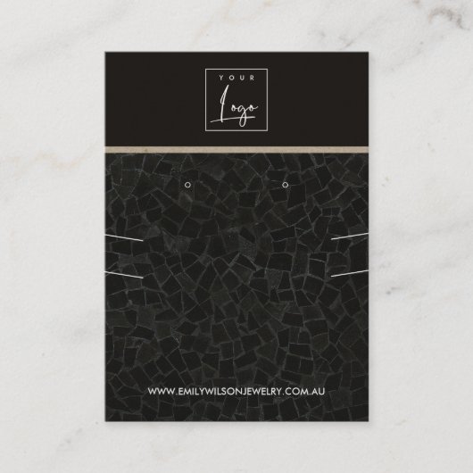 黒モザイク模様のネックレスイヤリングディスプレイ 名刺 (正面)