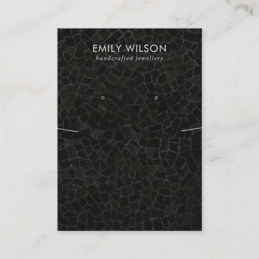 黒モザイク模様のネックレスイヤリングディスプレイ 名刺 (正面)