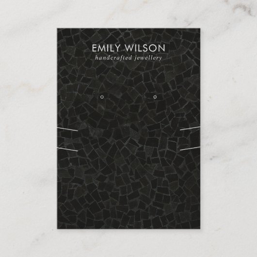 黒モザイク模様のネックレスイヤリングディスプレイ 名刺 (正面)