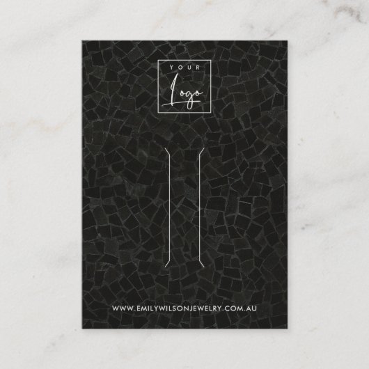 黒モザイク模様のヘアクリップ表示カード 名刺 (正面)