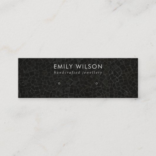 黒モザイク模様スタッドイヤリング表示カード スキニー名刺 (正面)