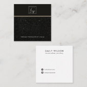 黒モザイク模様スタッドイヤリング表示カード スクエア名刺 (正面/裏面)