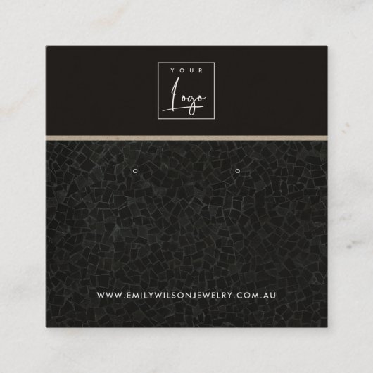 黒モザイク模様スタッドイヤリング表示カード スクエア名刺 (正面)