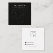 黒モザイク模様スタッドイヤリング表示カード スクエア名刺 (正面/裏面)