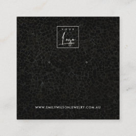黒モザイク模様スタッドイヤリング表示カード スクエア名刺