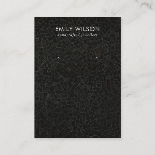 黒モザイク模様スタッドイヤリング表示カード 名刺 (正面)