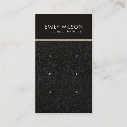 黒モザイク模様3スタッドイヤリングディスプレイカード 名刺 (正面)