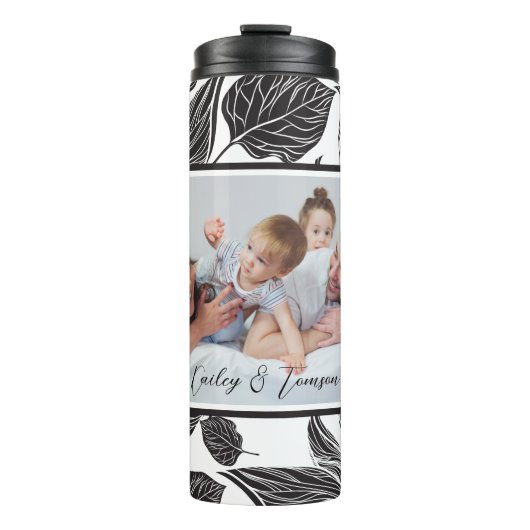 黒モダンいカスタム写真パーソナライズされた タンブラー (正面)