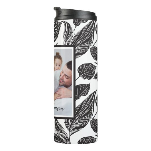 黒モダンいカスタム写真パーソナライズされた タンブラー (回転右)