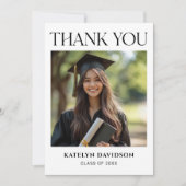 黒モダンいカスタム写真卒業 サンキューカード (正面)