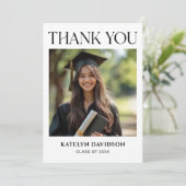 黒モダンいカスタム写真卒業 サンキューカード (スタンド正面)