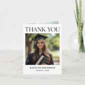 黒モダンいカスタム写真卒業 サンキューカード (正面)