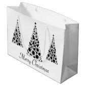 黒モダンいクリスマスツリーの白い背景 ラージペーパーバッグ (裏面アングル)
