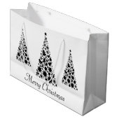 黒モダンいクリスマスツリーの白い背景 ラージペーパーバッグ (正面アングル)