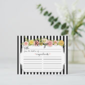 黒モダンいストライプバラレシピカード ポストカード (スタンド正面)
