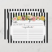 黒モダンいストライプバラレシピカード ポストカード (正面/裏面)
