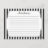 黒モダンいストライプバラレシピカード ポストカード (裏面)