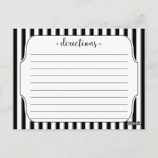黒モダンいストライプバラレシピカード ポストカード (裏面)