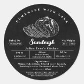 黒モダンいソース生地ホームメイドコテージローレーベル ラウンドシール (正面)