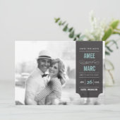 黒モダンいタブスタイリッシュシックな写真日付を保存 セーブザデート (スタンド正面)