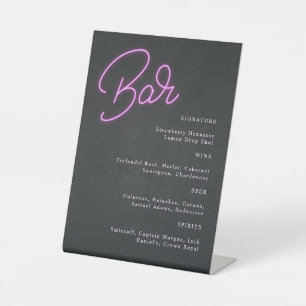 黒モダンいネオンシグネチャード結婚リンクのバー 台座サイン