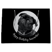 黒モダンいパグあなたの犬のイメージペットサークル ラージペーパーバッグ (正面)