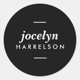 黒モダンいパーソナライズされたステッカー ラウンドシール