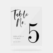 黒モダンいブラシスク結婚リプトのテーブル番号 アクリルサイン (正面)