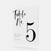 黒モダンいブラシスク結婚リプトのテーブル番号 アクリルサイン (傾斜)