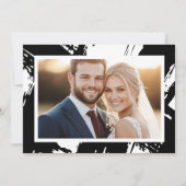 黒モダンい乱れたブラッシュストロ結婚ック写真 サンキューカード (裏面)