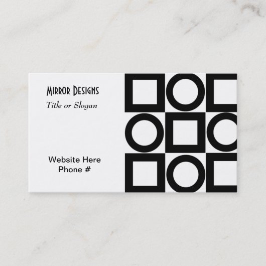 黒モダンい円と正方形 名刺 (正面)