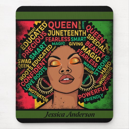 黒モダンい女性のカスやる気を起こさせるタマイズ名 マウスパッド (正面)