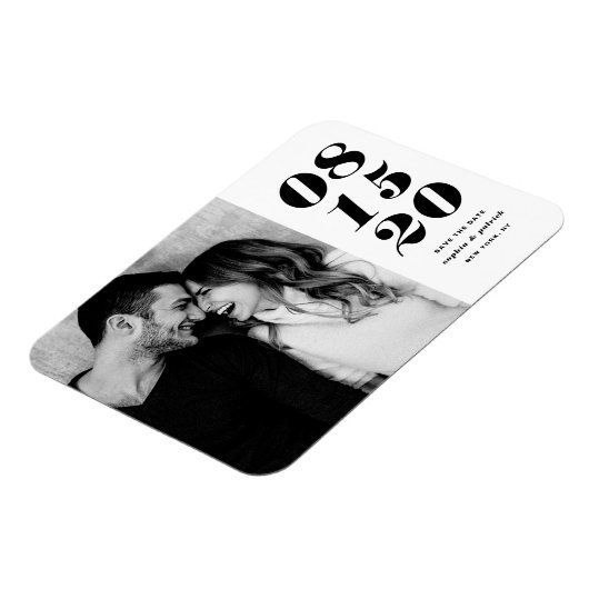 黒モダンい日はっきりした付タイポグラフィ日付の保存 マグネット (左側)