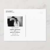 黒モダンい日はっきりした付タイポグラフィ日付の保存 案内ポストカード (裏面)