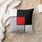 黒モダンい赤い灰色の正方形 クッション (ブランケット)