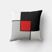 黒モダンい赤い灰色の正方形 クッション (裏面)