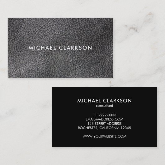 黒モダンい革のルックプロフェッショナル 名刺 (正面/裏面)